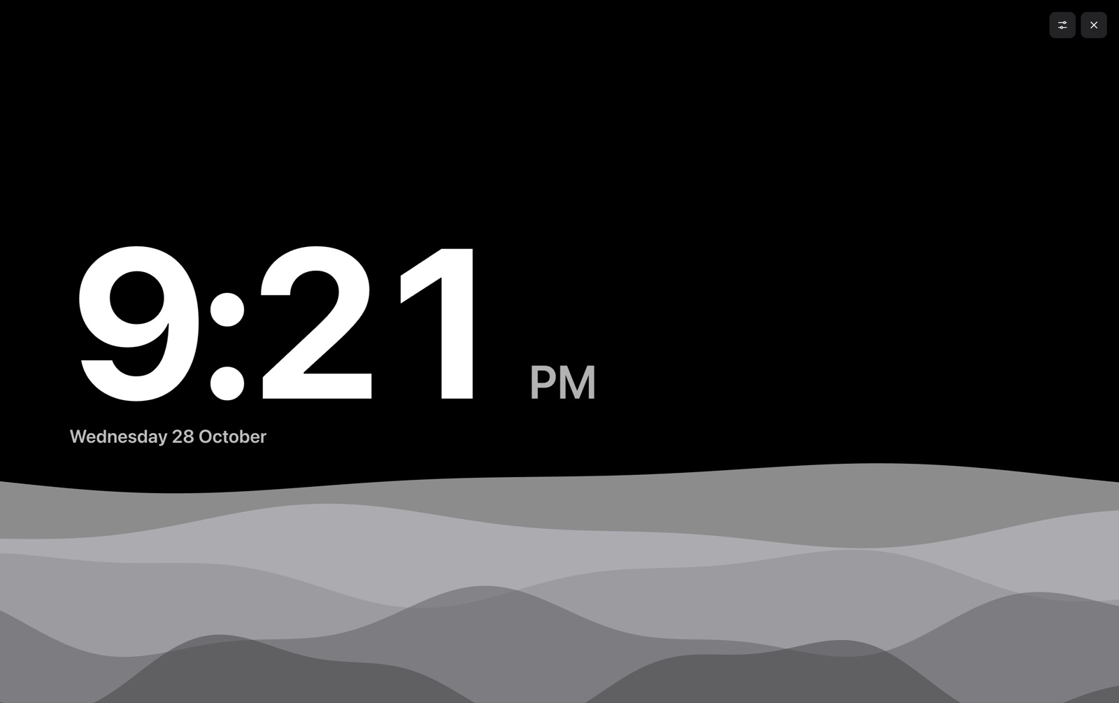 StandBy: a large clock with calm waves